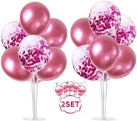Balloons 2 Piece Dining Table Decoration Stand Kit Rose Gold Latex Confetti Balloons for Wedding, Anniversary Ladies Party