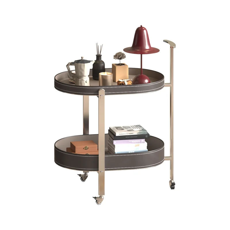 Легкий роскошный седельный кожаный мобильный диван сбоку несколько тележек