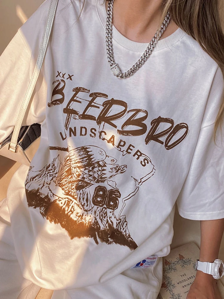 

Deeptown Y2K 90s Retro Print Graphic T Shirts Women Harajuku Vintage Oversized Tees Summer Loose Casual Tops High Street Hip Hop