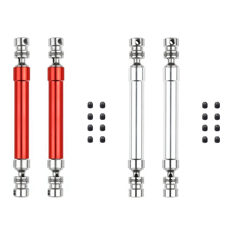 

2 Set Metal CVD Drive Shaft 110-160Mm For 1/10 RC Rock Crawler Axial SCX10 90046 Traxxas Trx4,Red & Silver