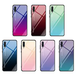 Gradient Tempered Glass Case for Samsung Galaxy A70 S8 S9 Iphone 7 XS HuaweiP30 Xiaomi9 TPU Protective Phone Cover 150x72x0.8mm