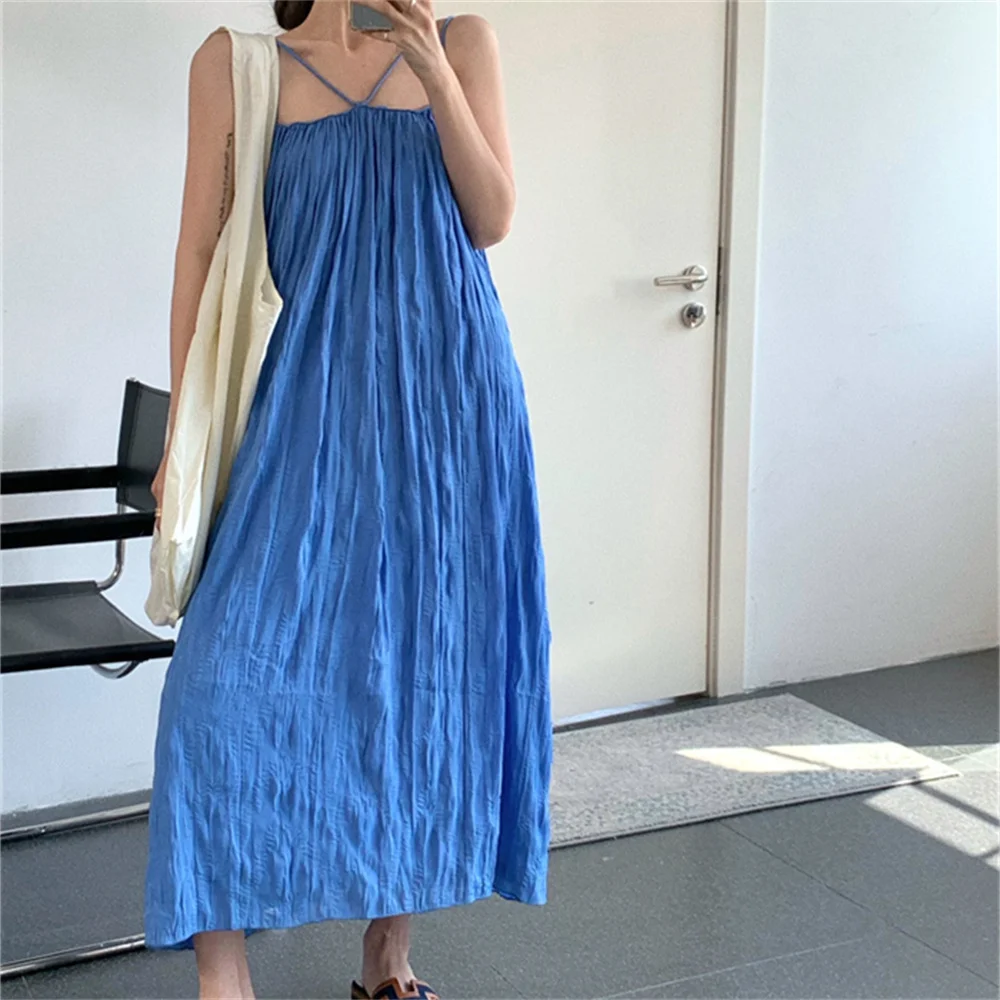 

PLAMTEE Streetwear Daily Slip Dress Women Holiday Fashion Loose 2023 Mujer Chic New Oversize Elegant Vintage Office Lady Casual