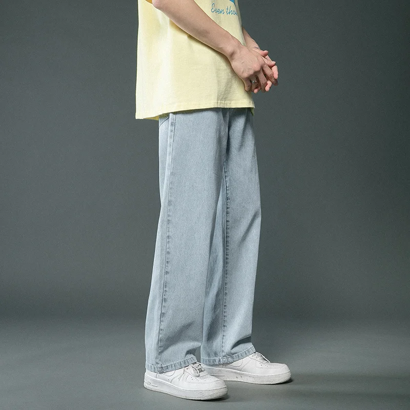 Grey Blue Black Baggy Jeans Men Fashion Retro Harajuku Straight Jeans Men Streetwear Hip-hop Loose Denim Pants Mens Trousers