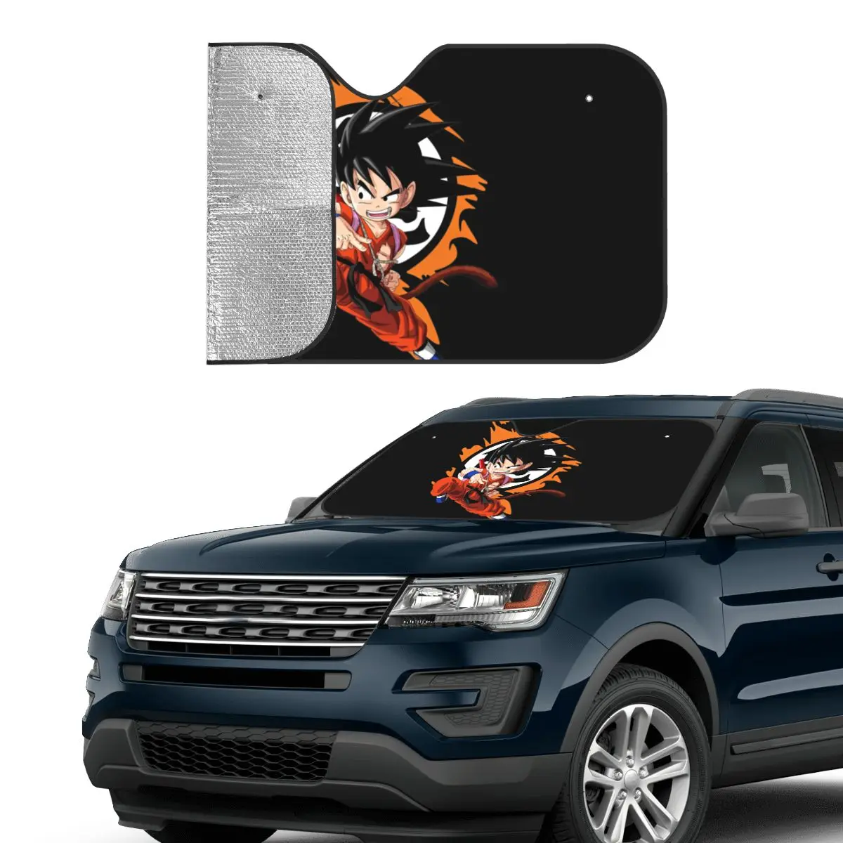 Kid Goku Jump Kick Dragon Ball Z логотип полиэстер солнцезащитный козырек ветровое стекло 76x140