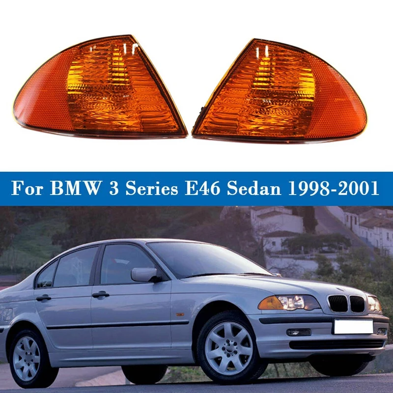 

Pair Park Signal Corner Marker Lights Lamps Lenses for-BMW 3 Series E46 1998-2001 Sedan Wagon 63136902765 63136902766