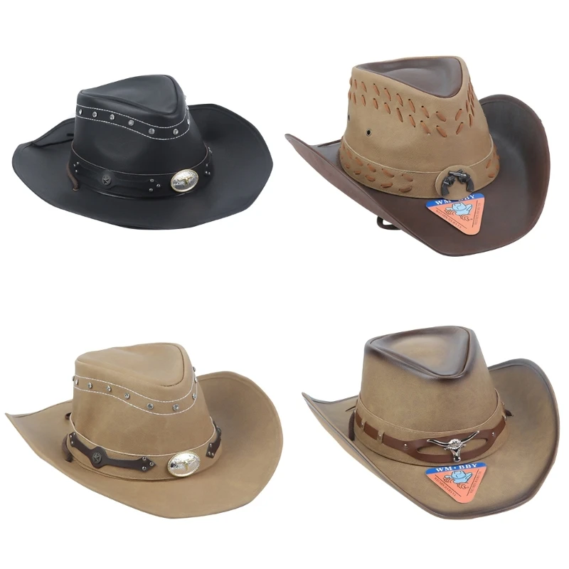 

F42F Stylish Cowboy Hat with Moisture Wicking SweatbandIndoor Outdoor Traveling