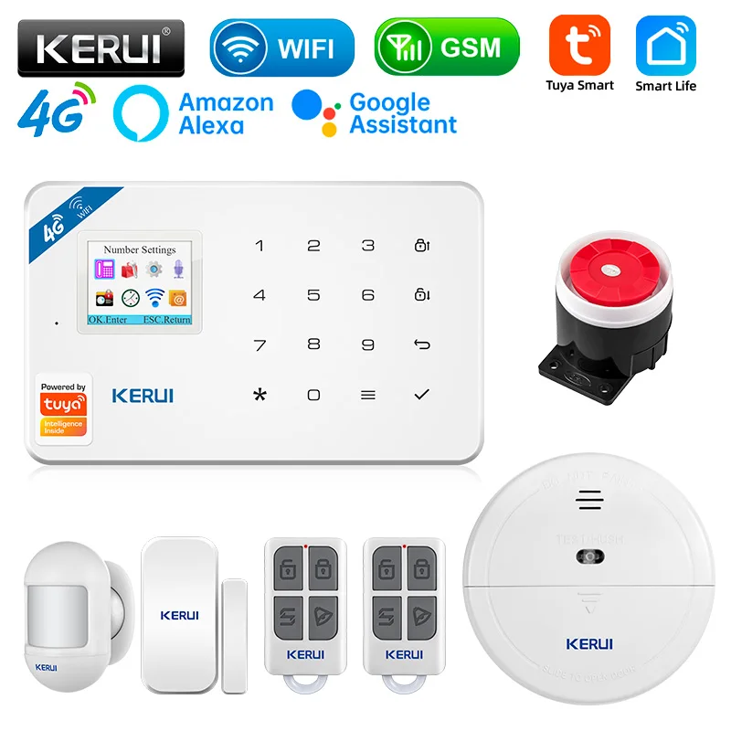 

KERUI W184 4G WIFI Wireless GSM Alarm system Tuya Smart APP Remote Control Home Security Alarm Host Home Security Alarm Kit