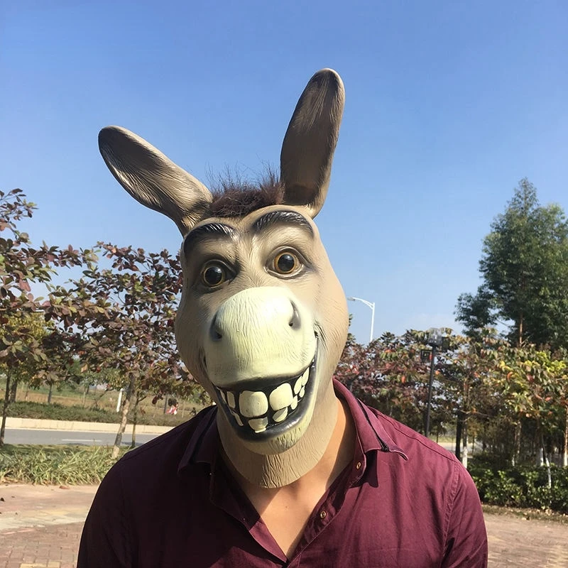 Máscara de cabeza de caballo y burro para adultos, máscara de látex para Cosplay de animales, accesorios del Zoo, fiesta, Festival, disfraz, bola
