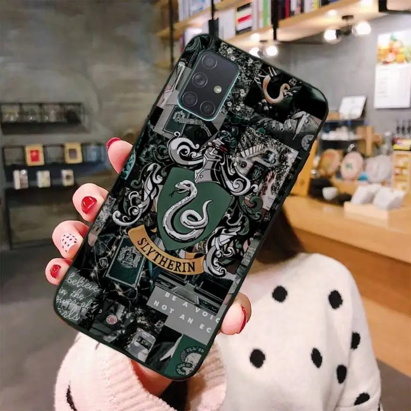 Чехол для телефона Harries Slytherin с символом Хогвартса Samsung Galaxy A52 A21S A02S A12 A31 A81 A10 A30 A32 A50