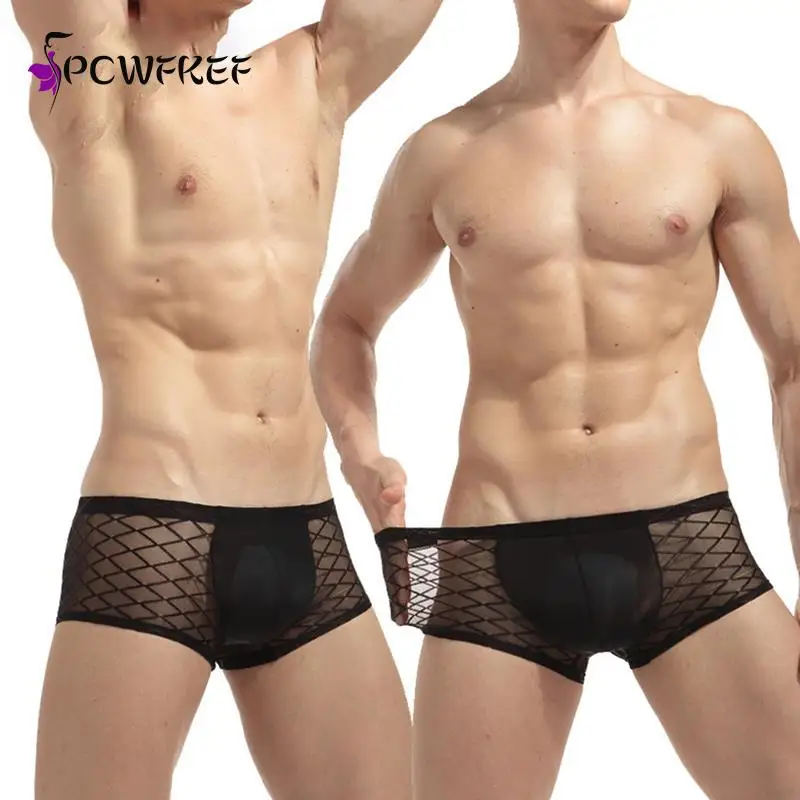 

Sexy Breathable Thin Men Mesh Transparent See Through U-convex Men's Underwear