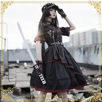 military uniform dress black gothic lolita women jk uniform clothes anime cosplay lolita dresses cosplay costumes full set hat