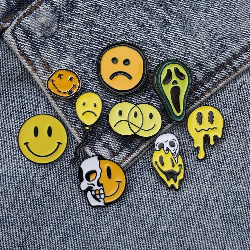 

Women Brooches Lapel Button Metal Pin Fashion Cute Cartoon Expression Series Brooch Painted Badges Enamel Pins Jewelry Kids Gift