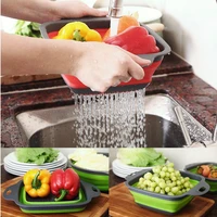 silicone folding drain basket reusable washing basket foldable strainer eco friendly collapsible drainer for fruit vegetables