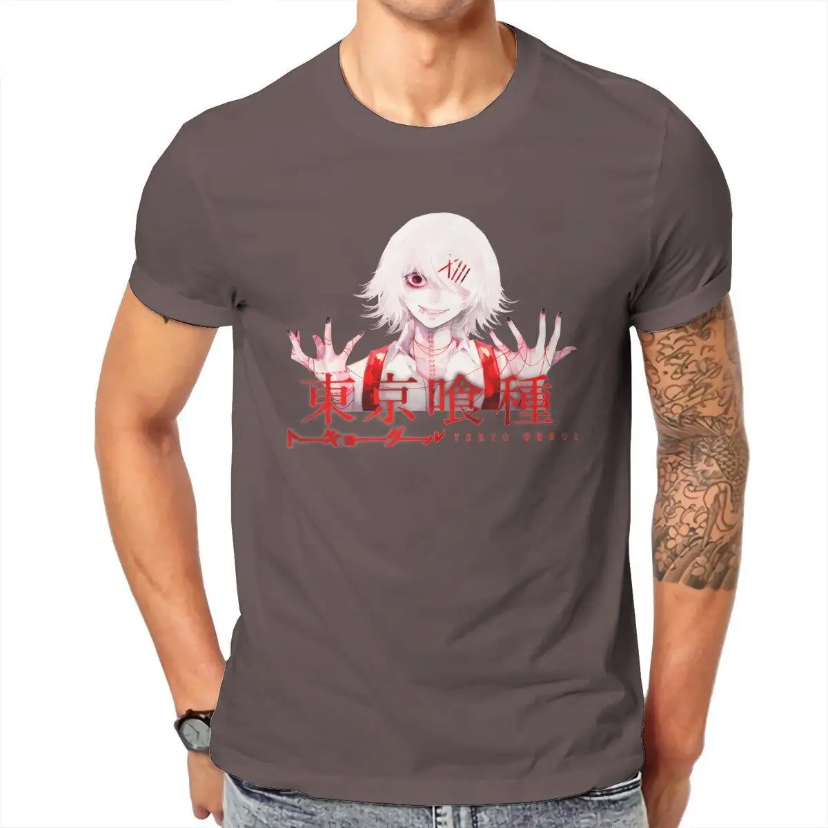 Men's Tokyo Ghoul Juuzou  T Shirt Japanese Anime 100% Cotton Clothes Funny Short Sleeve O Neck Tee Shirt Printing T-Shirts