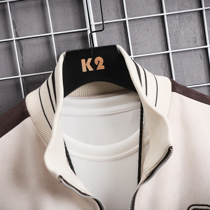 Patchwork Bomber Coats Spring Autumn Sportswear Varsity Jacket Embroidered Zip Coats Baseball Jackets for Men