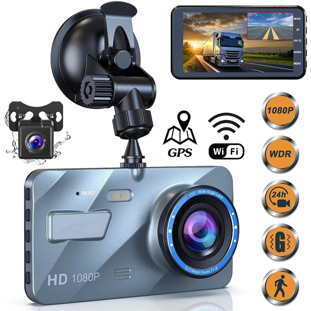 

Видеорегистратор автомобильный, Wi-Fi, 3,0 дюйма, Full HD, 1080P, GPS
