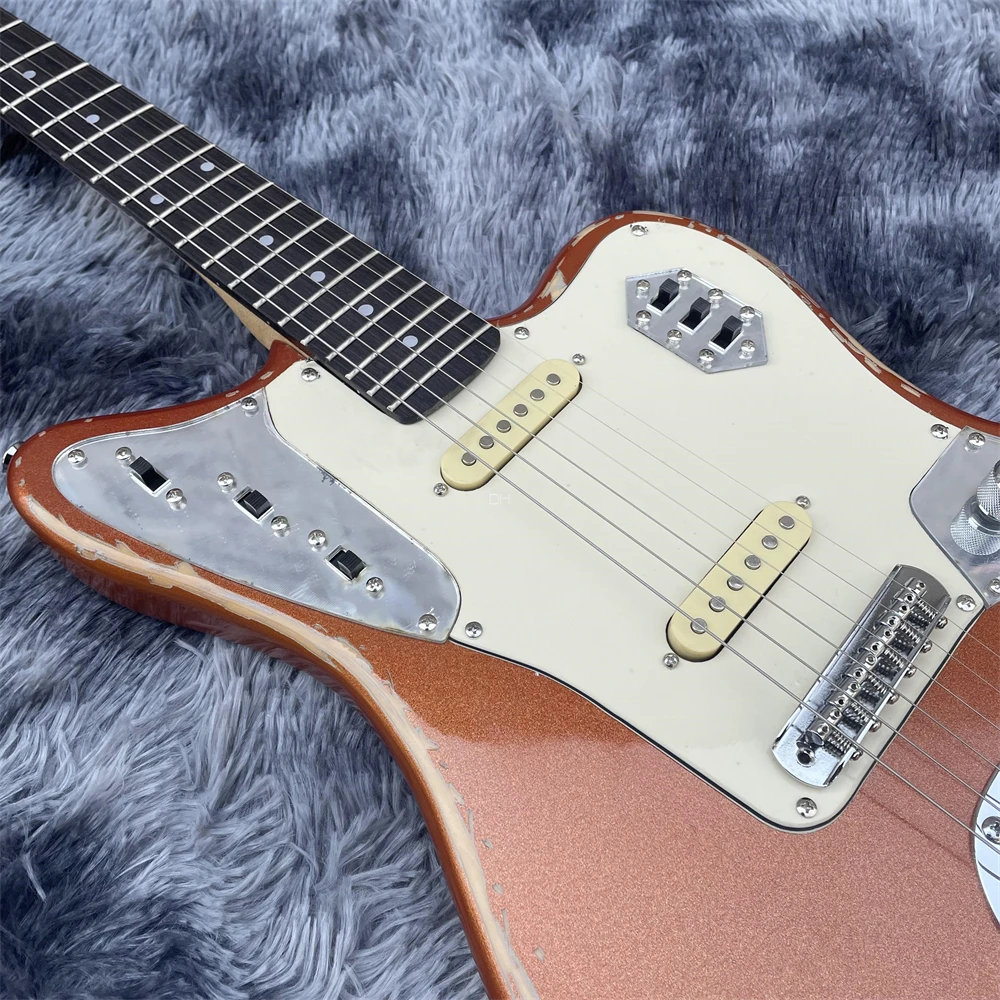 Высококачественная под заказ электрическая гитара JAG с золотым желтым корпусом