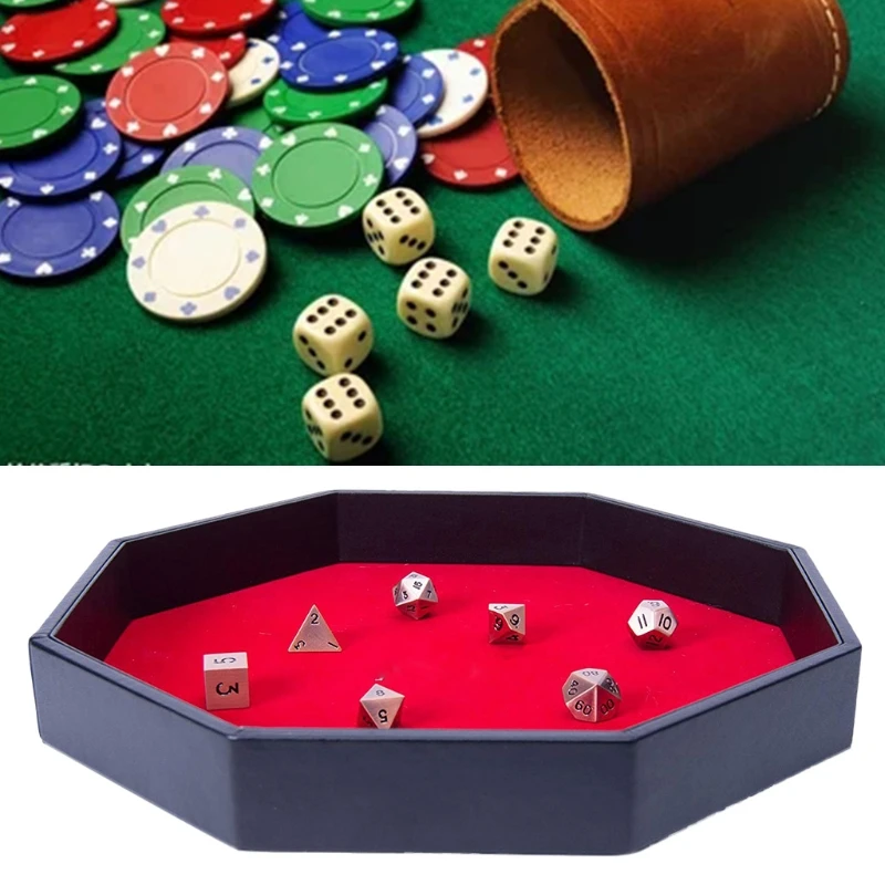 

Octagonal Dice Tray PU Leather Dice Storage Box Board Game RPG Dice Box Key Wallet Coin Tray Desktop Storage Box dropshipping