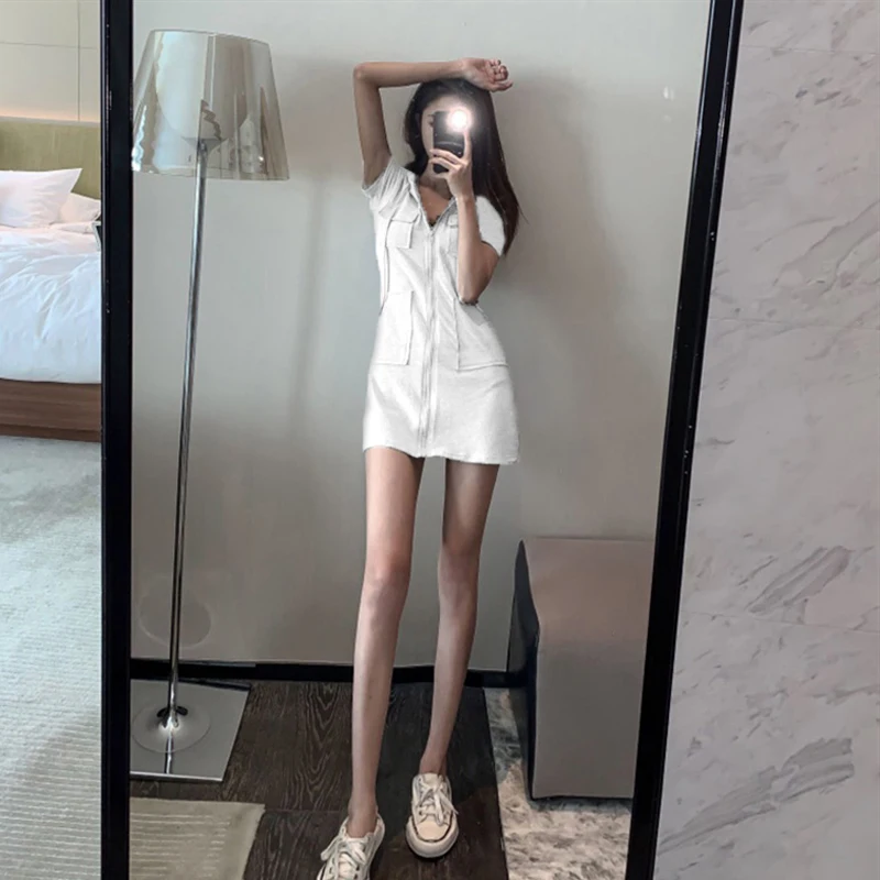 Платье женское приталенное с коротким рукавом винтажный кардиган капюшоном