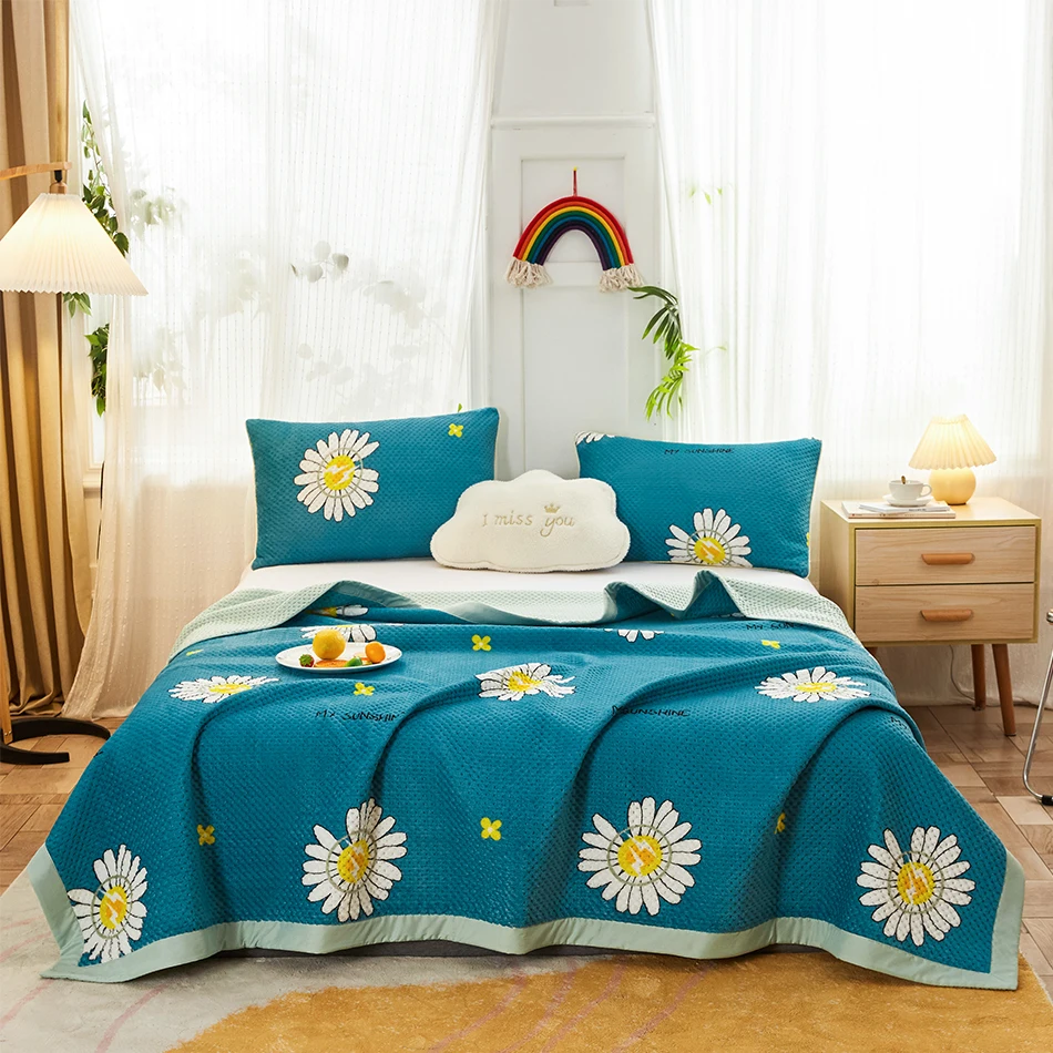 Skin-friendly Fleece Non-fading Bedspread Sofa Blanket Flannel Breathable Throw Quilted Coverlet Bed Sheet Couch Bedding