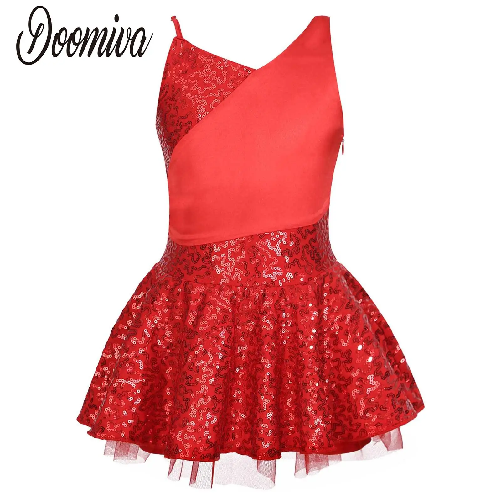 

Kids Girls Sleeveless Sequins Decor Ballet Dress Girls Bowknot Back Tutu Mesh Dance Dress Christmas Dance Performance Costumes