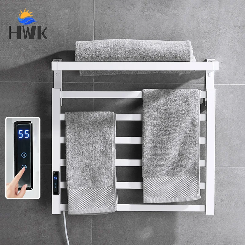 Черно-белая сушилка для полотенец с цифровым дисплеем ванной комнаты. Умная