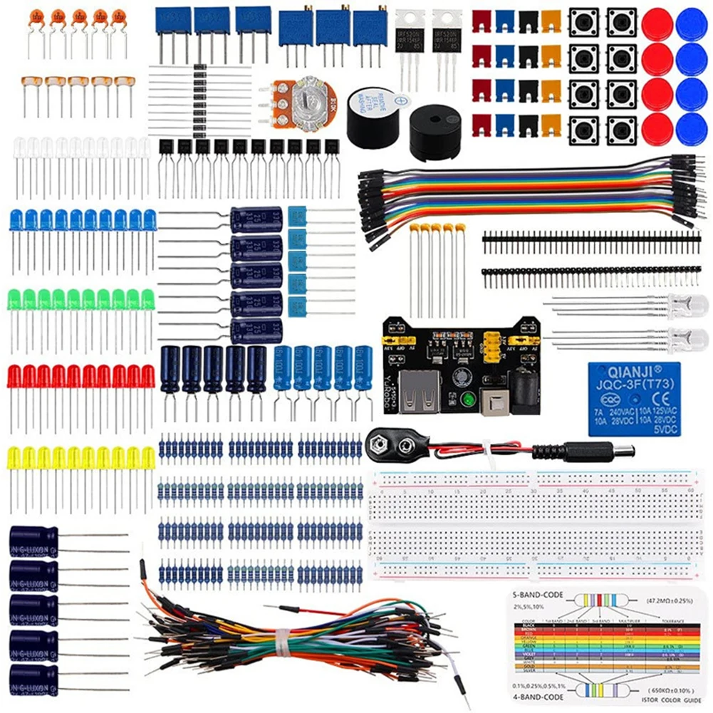 

Starter Beginner DIY Electronics Basic Kit 830 Holes Breadboard Resistors Buzzer