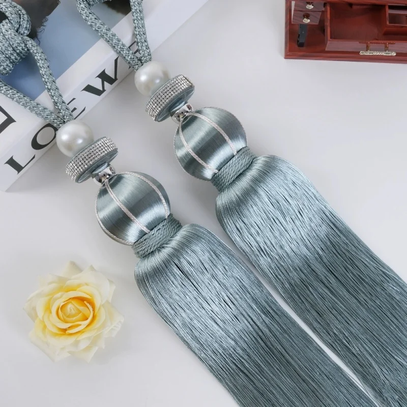 QGVLish 2 шт. жемчужные занавески кисточки с бахромой шариками завязки ремни