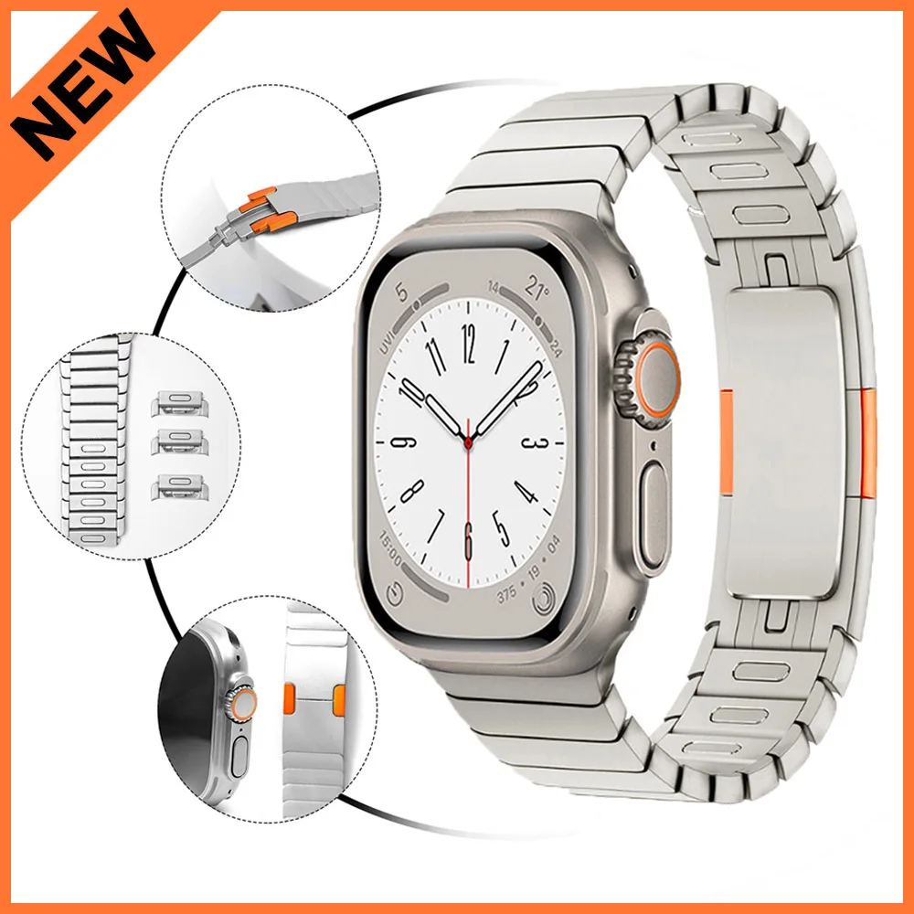 Metal strap For apple watch Band 49mm 45mm 41mm 40mm 44mm stainless steel link Bracelet For iwatch series 8 Ultra 7 SE 5 3 strap