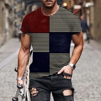 summer fashion mens t shirt 2022 new 3d geometric printing mens comfortable breathable t shirt casual tight short sleeve shirt