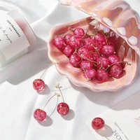 summer fresh cherry cherry earrings drop korean girl lovely fairy fruit earrings