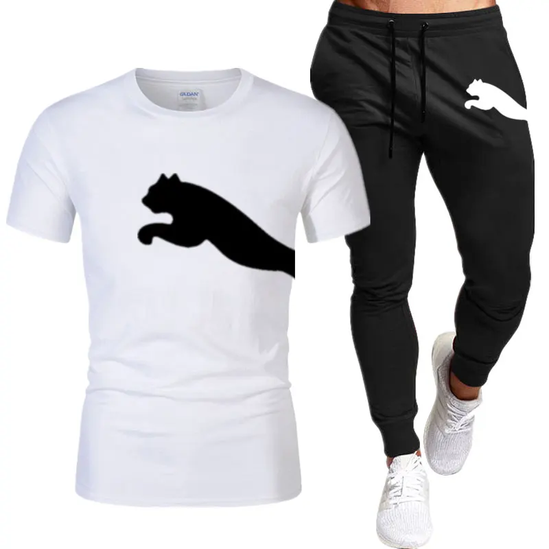 2023 Summer Men's Printed T-shirt Pants Set Sportswear 2 Piece Sets Brand Tracksuit O-Neck Short Sleeve Suit Men's Clothing