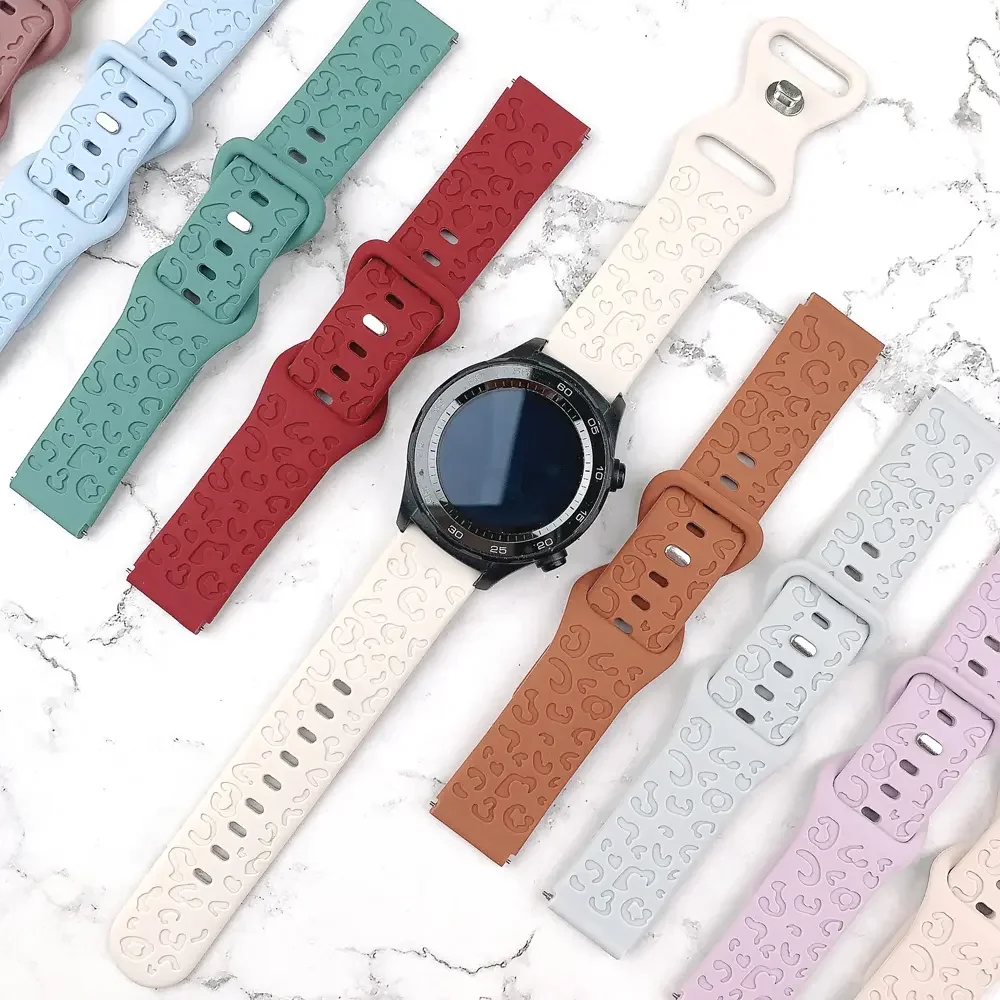 20mm Straps For Samsung Galaxy Watch 6/7/5/4/classic/5 pro 44mm 40mm Silicone Engraved correa Bracelet HUAWEI GT 2e 3 4 5 Band