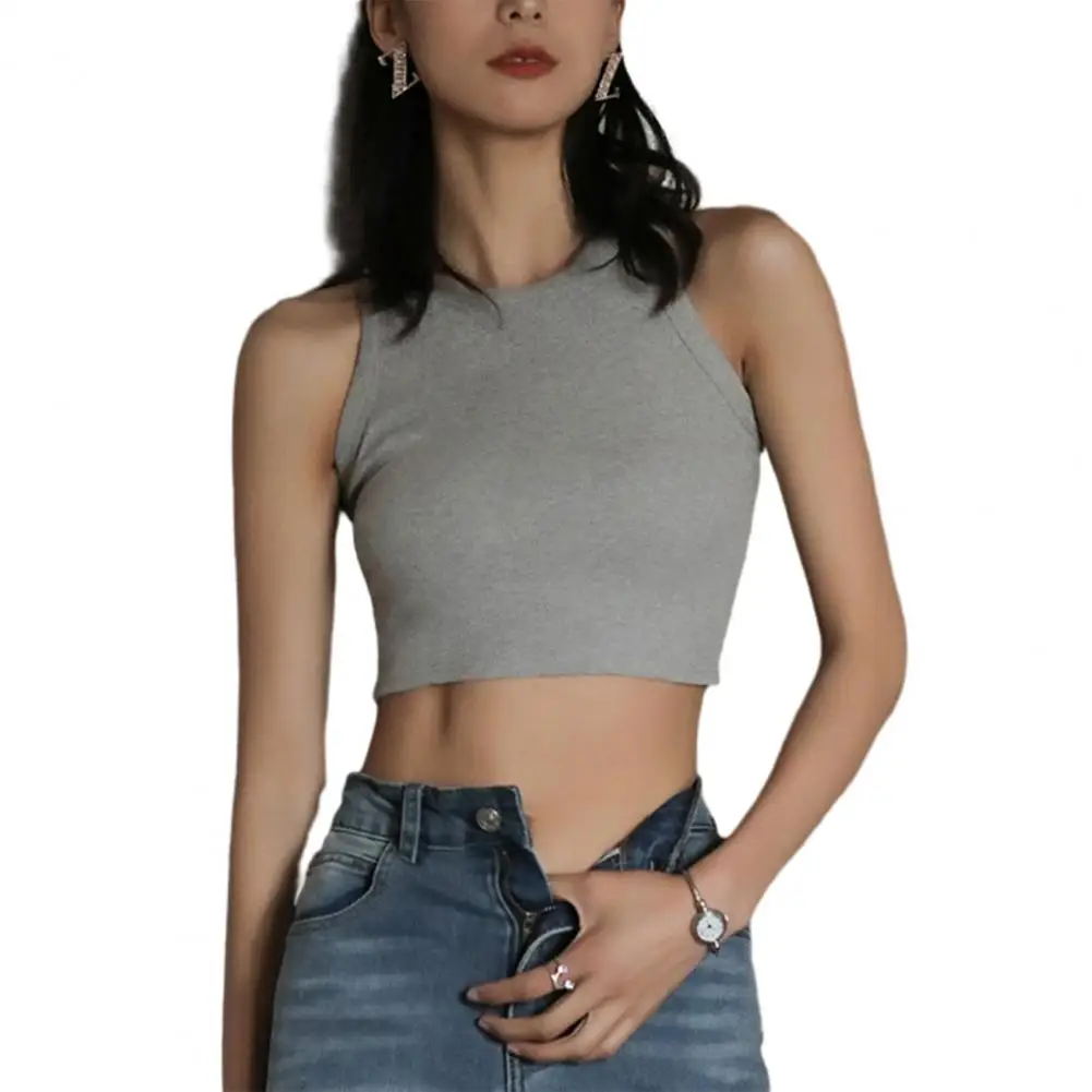 

Women Camisole Sleeveless Camisole Top Simple Casual Ribbed Fitness Cropped Top