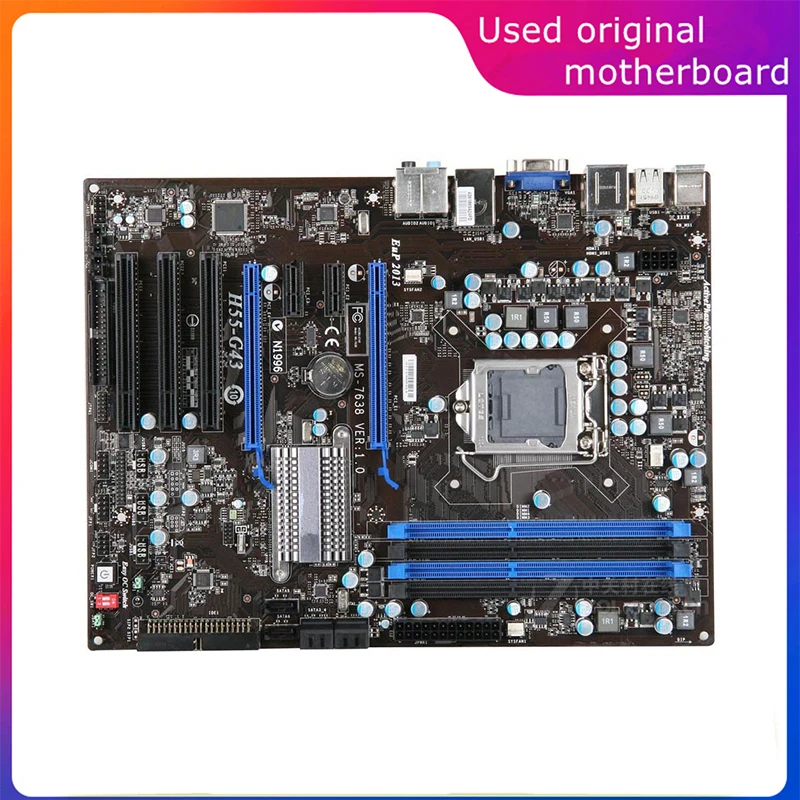 

Used LGA 1156 For Intel H55 H55-G43 ATX Computer USB2.0 SATA2 Motherboard DDR3 16G Desktop Mainboard