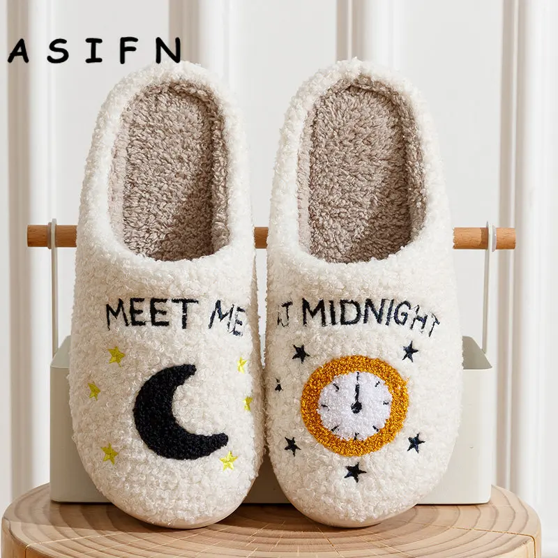 

Meet Me At Midnight Slippers Taylor Style Cozy Comfortable Embroidered Slides Soft TS Swifties Music Tour Houseshoes