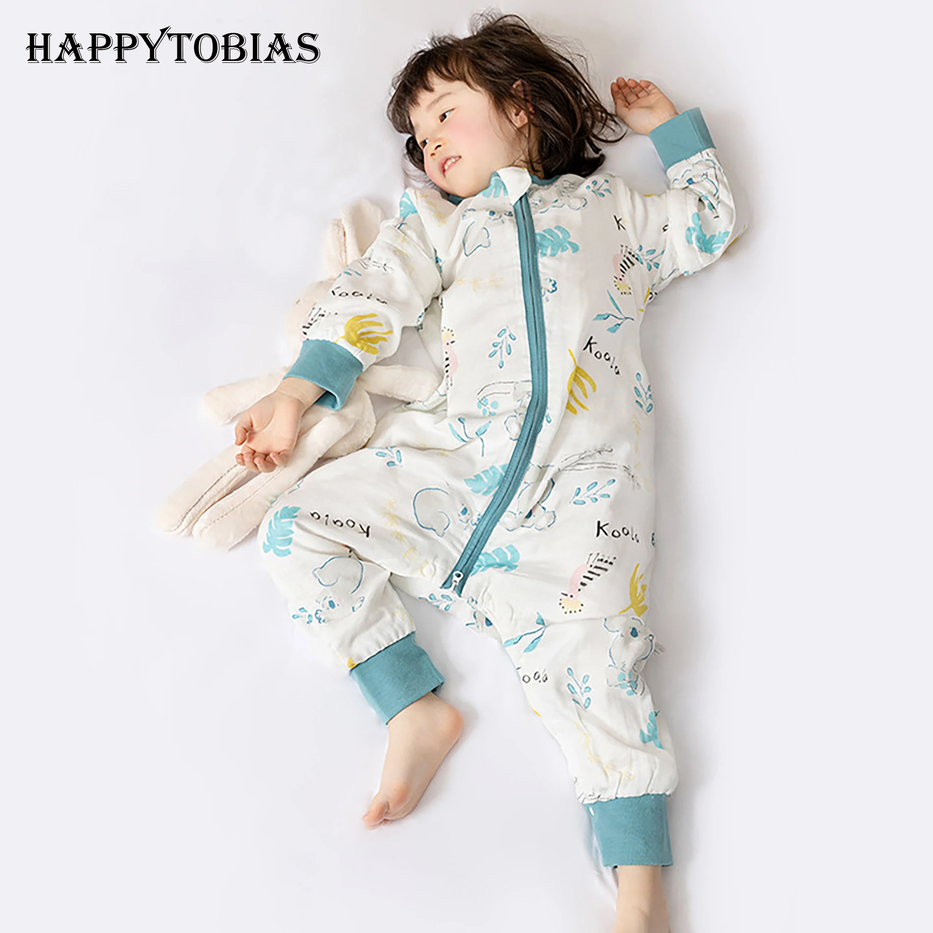 Happytobias Summer Baby Sleeping Bags Long Detachable Sleeve Split Leg Sleep Boys Girls Sack Sleepers Kids Pajamas S16