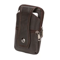leather waist bag large capacity belt bag brown shoulder bags crossbody bags multi layer buckle mobile phone bag bum pouch