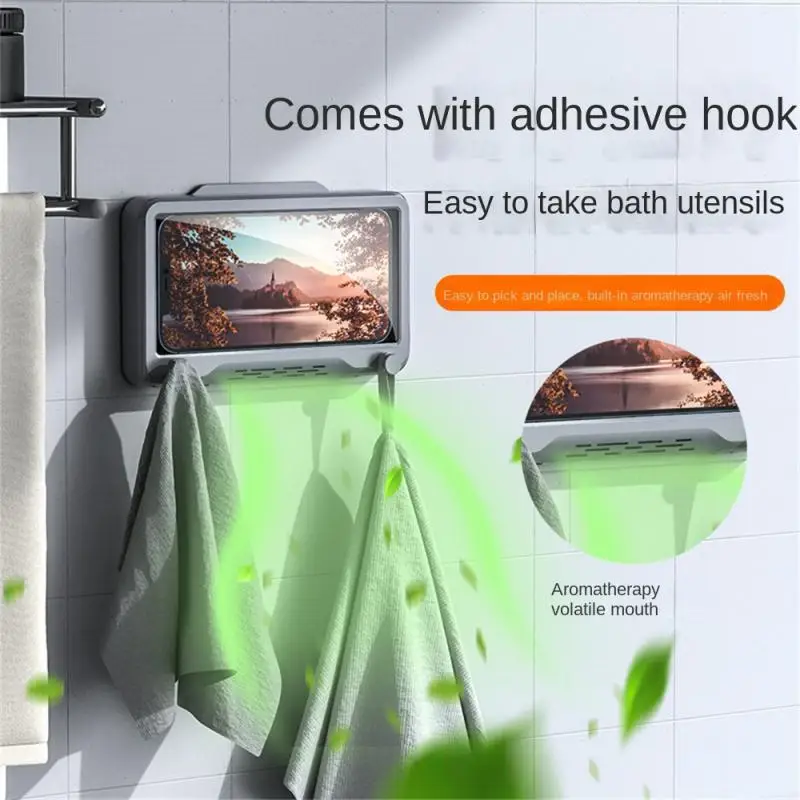 

Punch Free Shower Sealing Storage Box Plastic Wall Hanging Bathroom Phone Shell Seal Protection Shower Accessories Waterproof