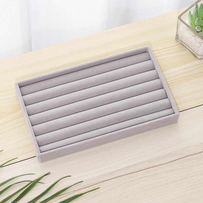 

Бархатный штабелируемый поднос для демонстрации ювелирных изделий, сетчатый слот, дизайн поддона, портативный органайзер, кольца, серьги, прямоугольный ящик, тарелка для хранения