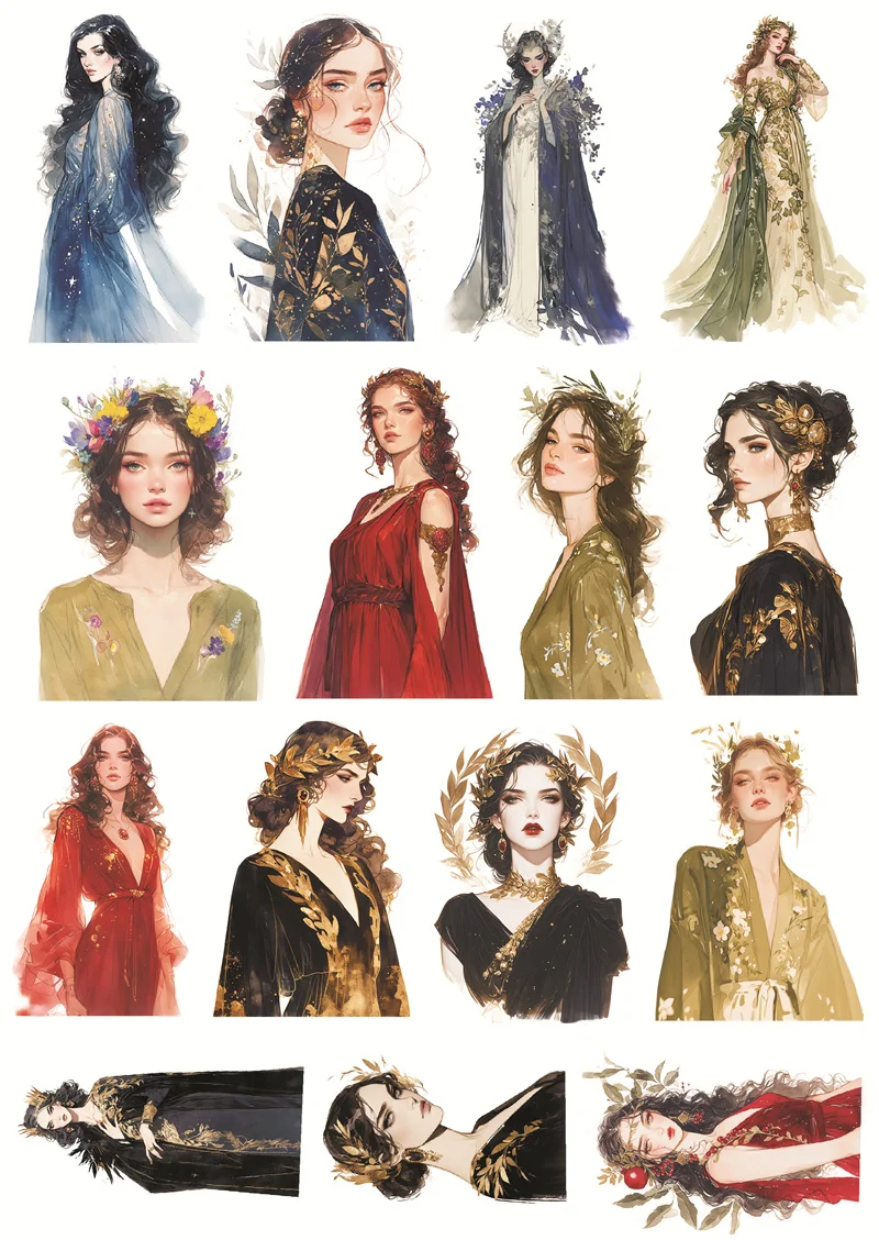 

Акварельные наклейки BLINGIRD в стиле древнегреческих богинь