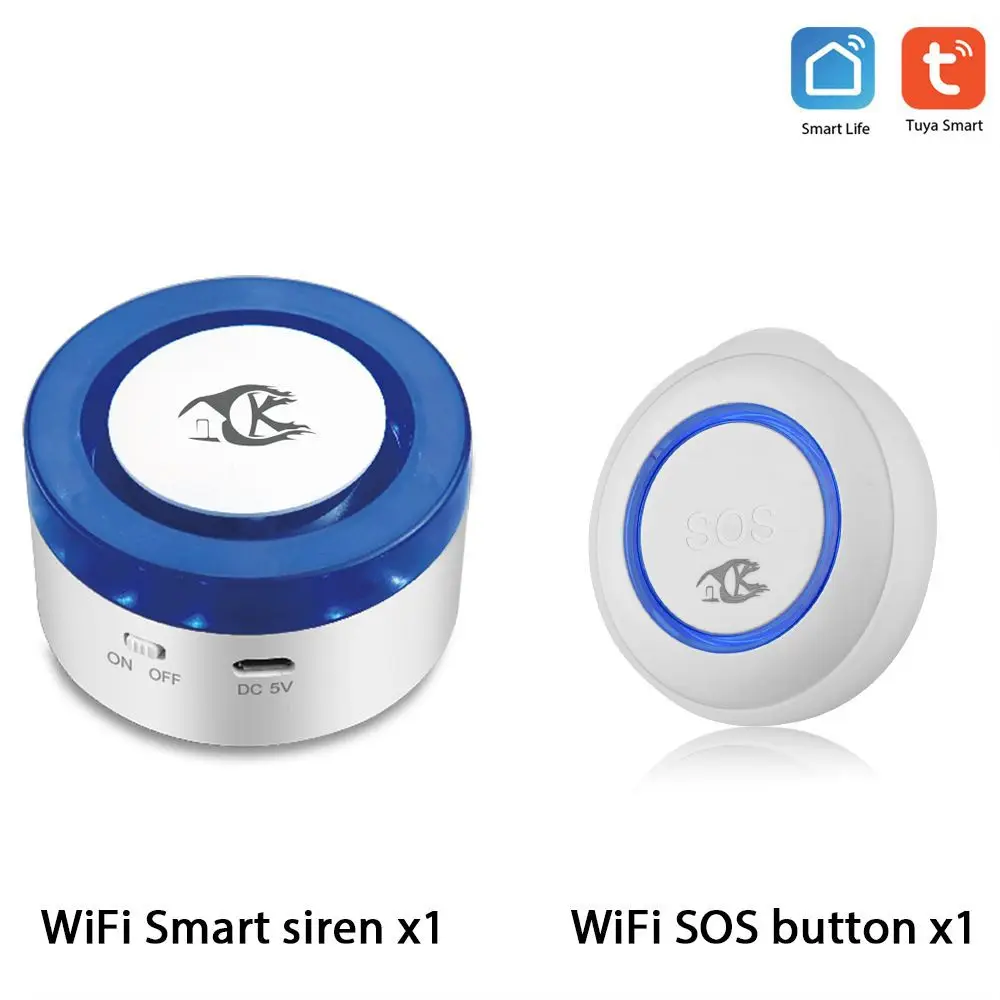Enlarge Tuya WiFi Emergency SOS Button Smart Life Wireless Tuya Loud Security Burglar Alarm Smart Siren Home Voice Control Home Security