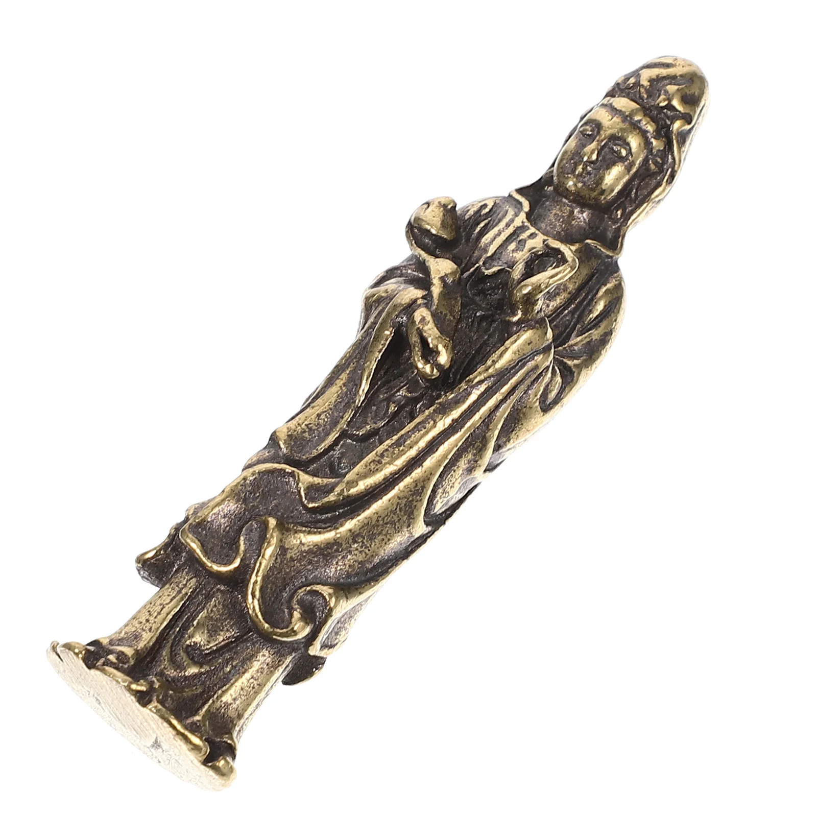 

Statue Brass Decor Ornaments Lucky Mini Shui Figurines Ornament Desktop Feng Charms Vintage Sculpture Figure Avalokiteshvara