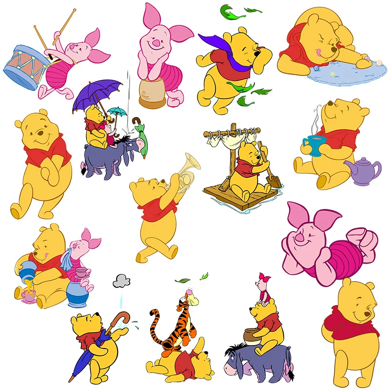 

Diy Disney Winnie The Pooh Stickers Cartoon Bear Animation Heat Transfer Printing Vinyl Patches For Clothes Iron On Appliques