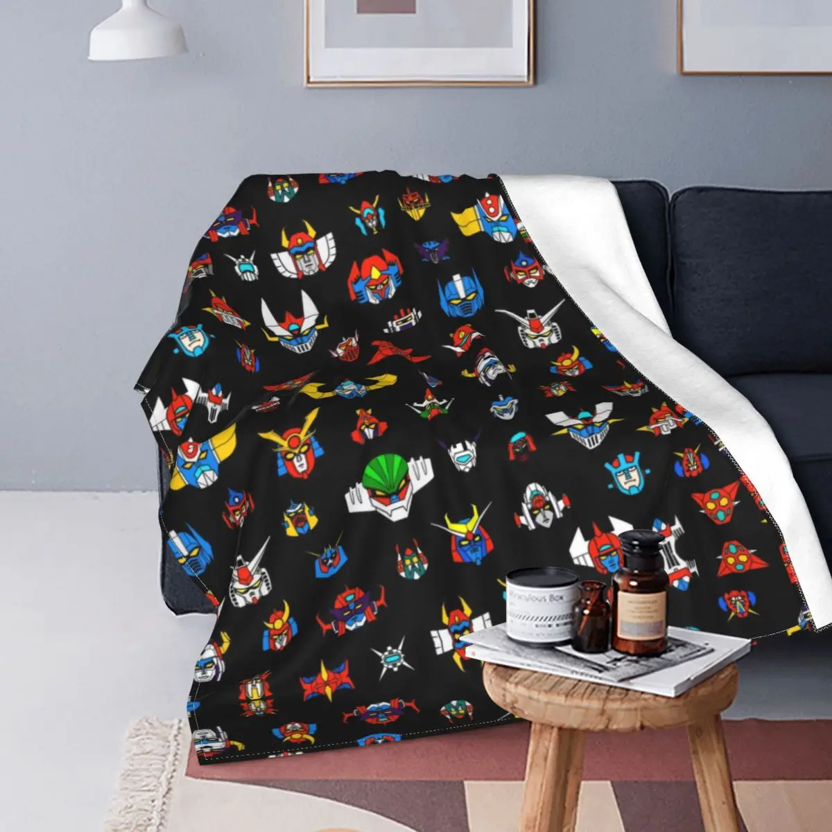 

Ufo Robot Logo Blanket Soft Flannel Fleece Warm Goldorak Grendizer Mazinger Z Throw Blankets for Travel Bedding Sofa Quilt