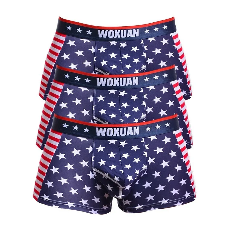 FYXLJJ 3pcs/lot Men's Underwear Fashion USA Flag Printed Male Jockstrap G String Thongs Briefs Panties Men Jockstraps Underpants