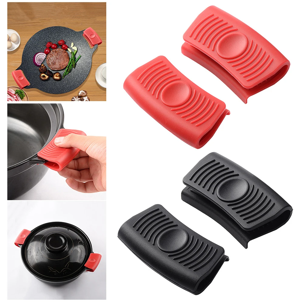 

2pcs Pot Handle Holder Heat Resistant Silicone Pot Holder Sleeve Non-Slip Pot Handle Protectors Cooking Tool Kitchen Gadgets