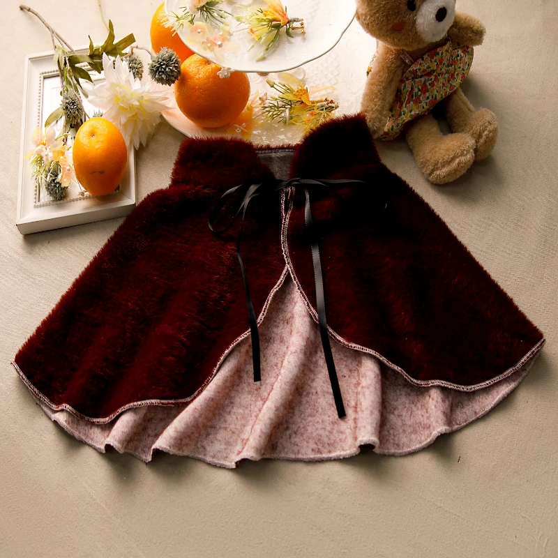 

Women's Vintage Dark Red Warm Pashmina Female Autumn Winter Shawl Cloak Thicken Collar R1702