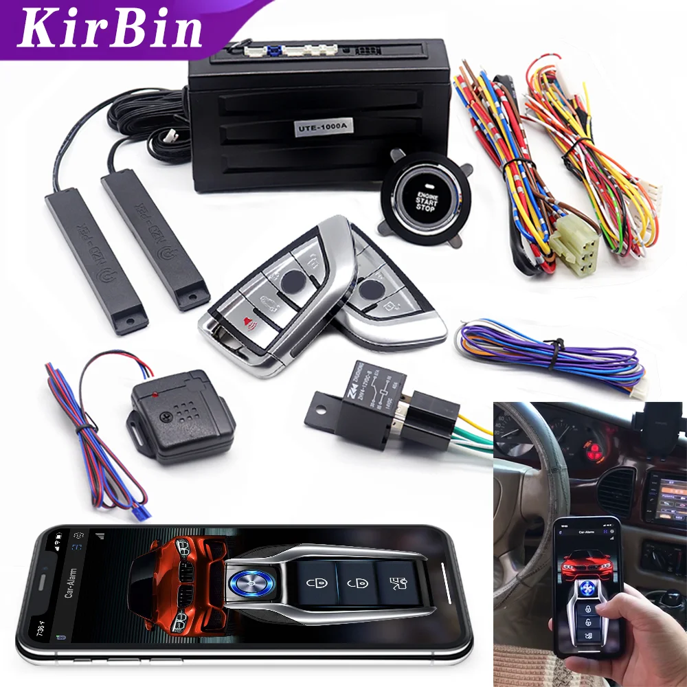 

Keyless Entry Car Alarm With Autostart Push Start System APP Remote Auto Start Ignition Kit For Car Engine Start Stop Button