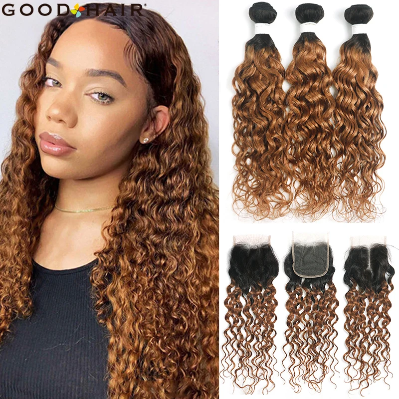 

Коричневые волнистые пучки омбре с застежкой бразильские 3/4 шт. пупряди волос с застежкой на шнуровке 4x4 не Реми хорошие волосы